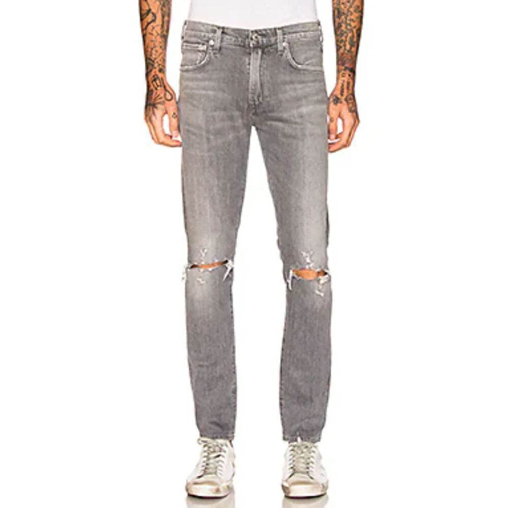 AGOLDE Men's Splinter Distressed Gray Wash Slim Straight Leg Jeans Size 33